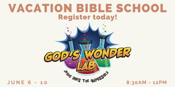 VBS Camp Firelight logo and registration dates