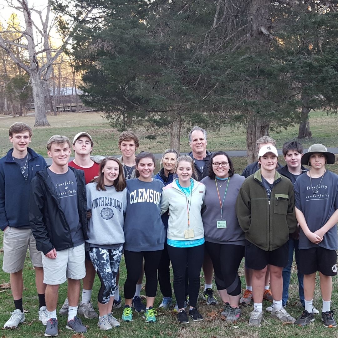 group of youth posing for a camp photo