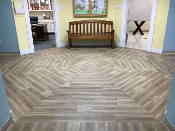 new flooring in a hexagonal pattern