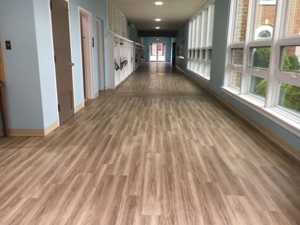 new flooring laid on the hallway floor