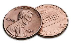 two overlapping pennies