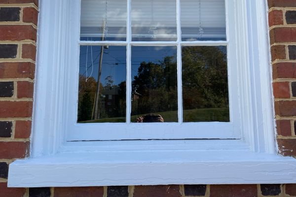 freshly painted window sill