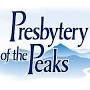 logo with blue mountains behind the words Presbytery of the Peaks